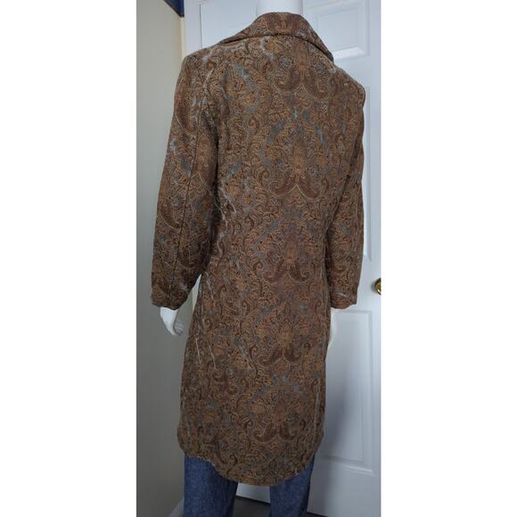 Flashback Blue Brown Full Length Paisley Tapestry Button Up Jacket Womens Size S - Picture 10 of 10